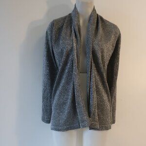NWT Women DonnaEffe Milano Gray Sparkle Metallic Knit Cardigan Sweater M